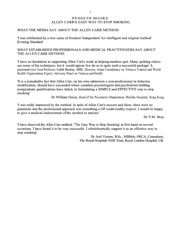 Allen Carr Easy Way To Stop Smoking Audio