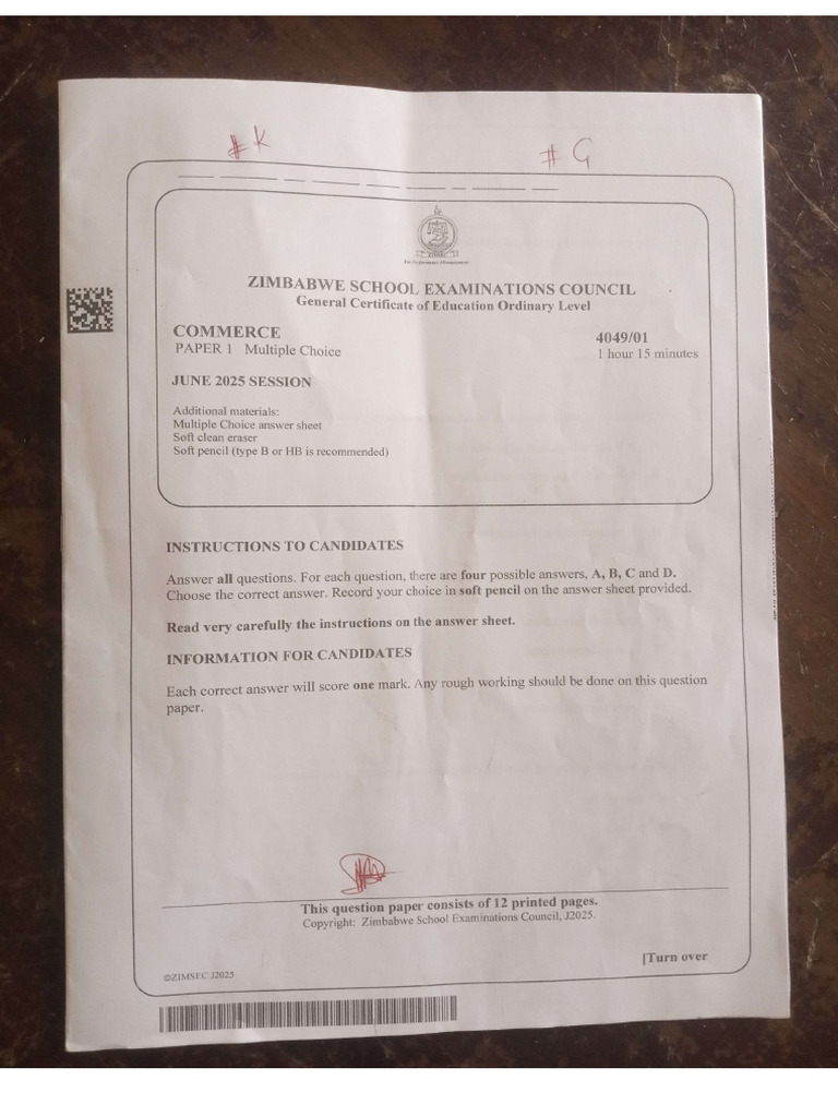 June 2025 Commerce Paper 1 | PDF