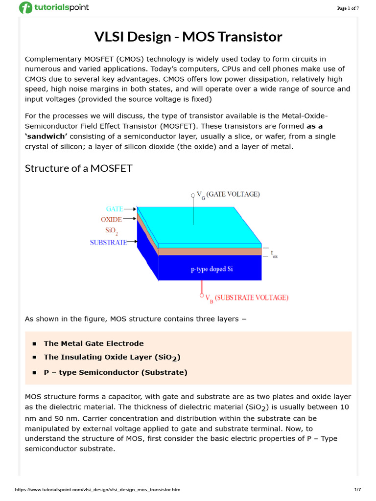 VLSI MOS Transistor Structure Overview | PDF | Mosfet | Field Effect ...