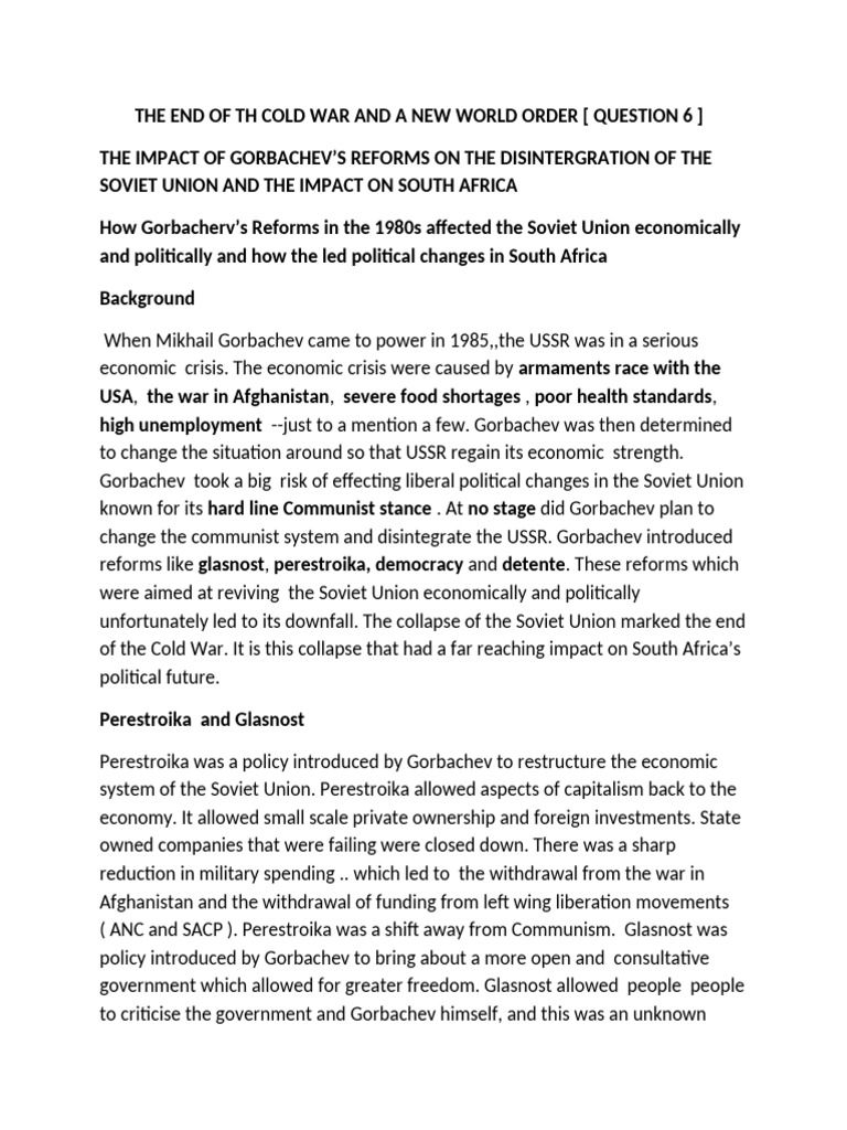 The End of TH CPLD War and A New World Order | PDF | Mikhail Gorbachev ...