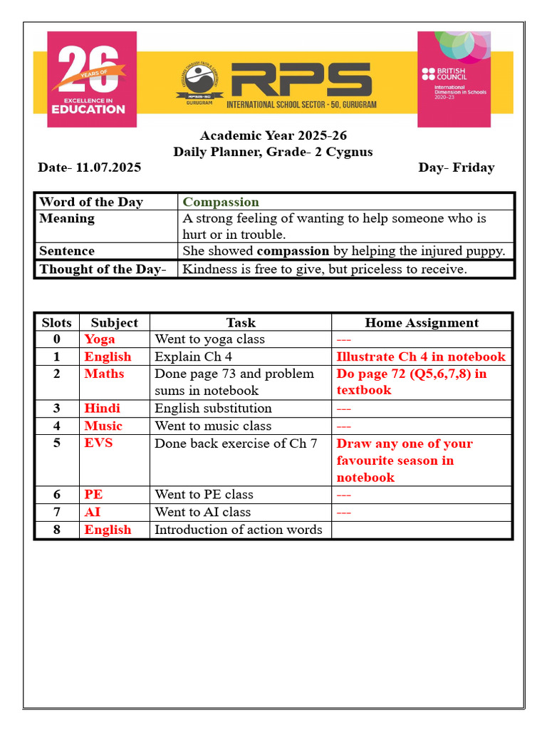 Grade 2 Cygnus Home Assignment-35 | PDF