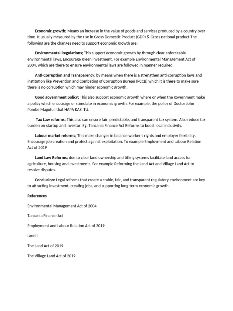 Key Legal Reforms for Economic Growth | PDF