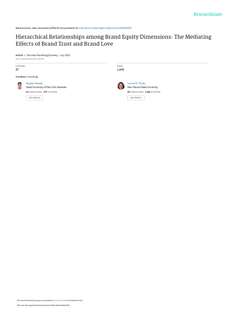 Hierarchical Relationshipsamong Brand Equity Dimensions The Mediating ...