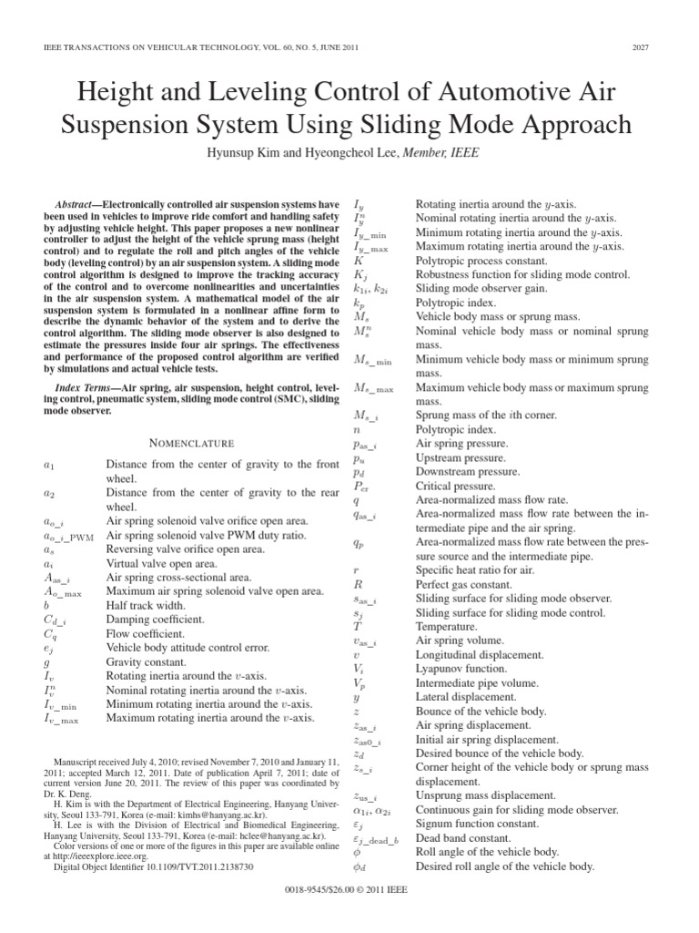 Height and Leveling Control of Automotive Air | PDF | Valve ...