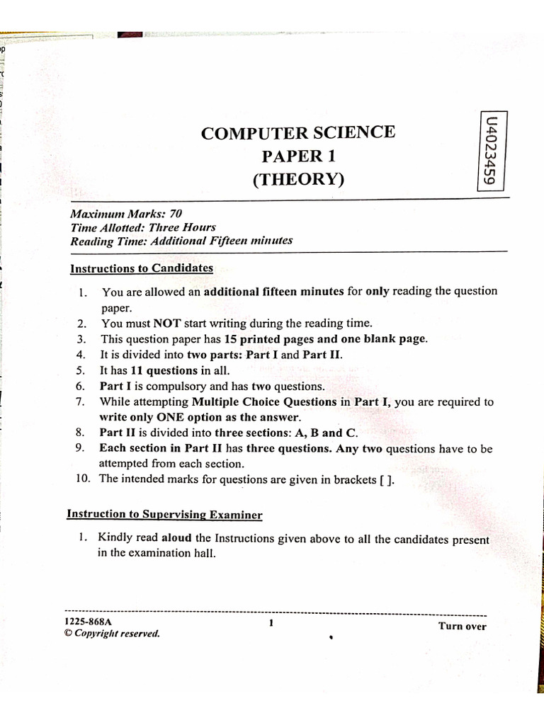 CTS Paper 1 (2025) | PDF