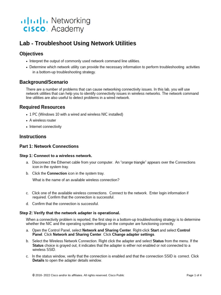 Network Utilities Troubleshooting Lab | PDF | Ip Address | Domain Name ...