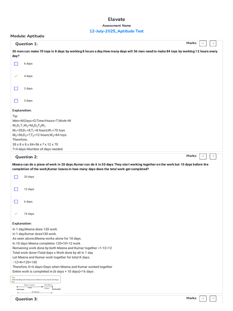 Aptitude Test Questions and Solutions | PDF | Speed | Area