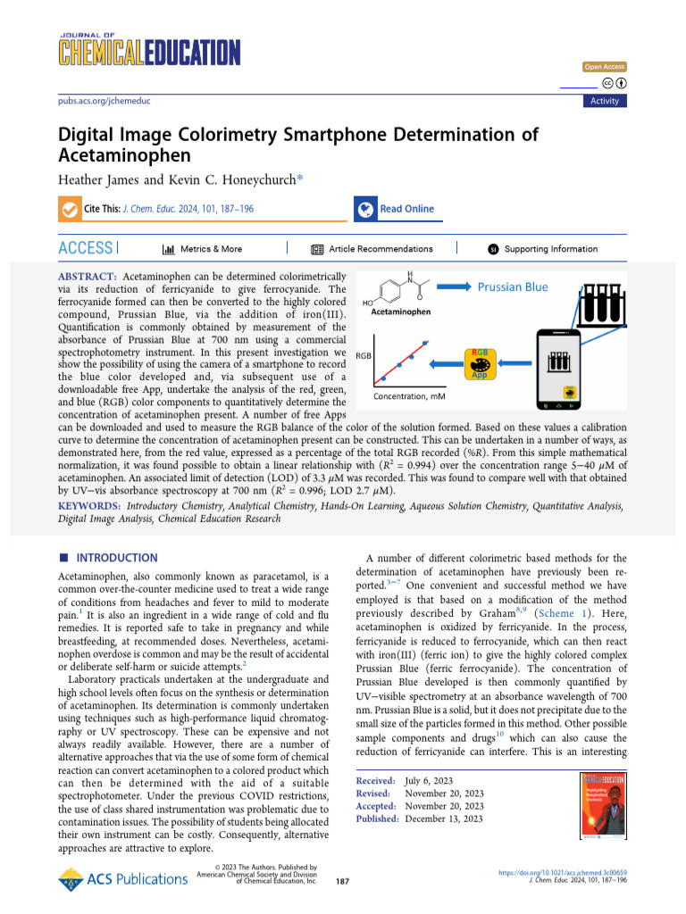 Smartphone Colorimetry for Acetaminophen | PDF | Color | Detection Limit