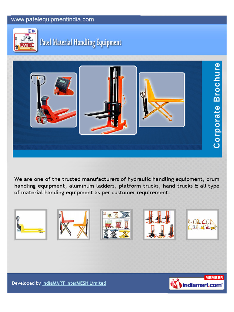 Hydraulic Material Handling Equipment | PDF | Crane (Machine) | Pallet