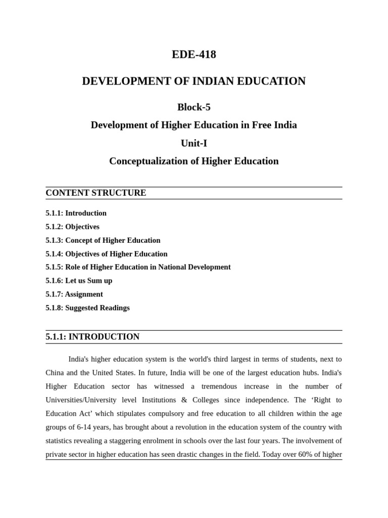 Higher Education Development in India | PDF