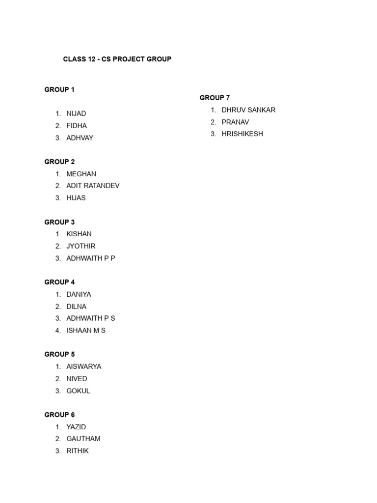 Class 12 - Cs Project Group | PDF