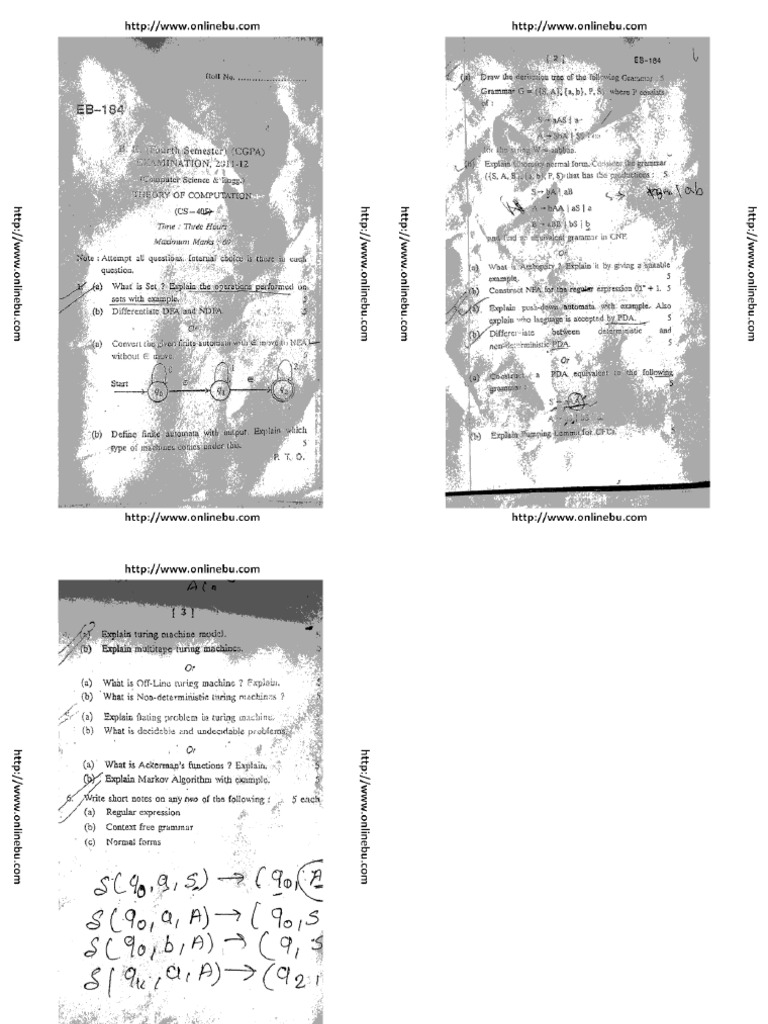 Be Cse 4 Sem Toc 2012 | PDF