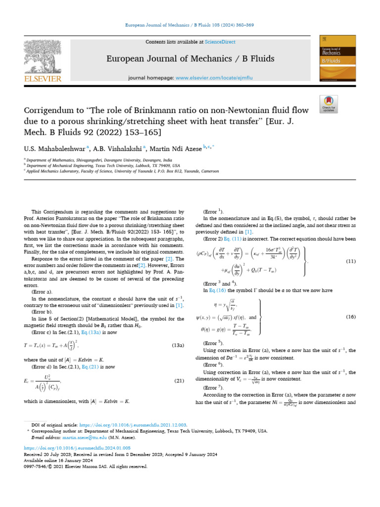 CORRIGENDUM | PDF | Applied And Interdisciplinary Physics | Continuum ...