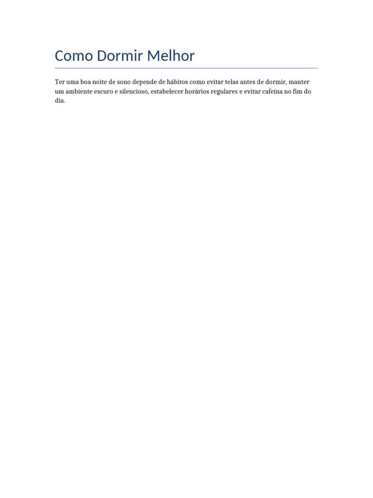 Dicas para Dormir Melhor à Noite | PDF