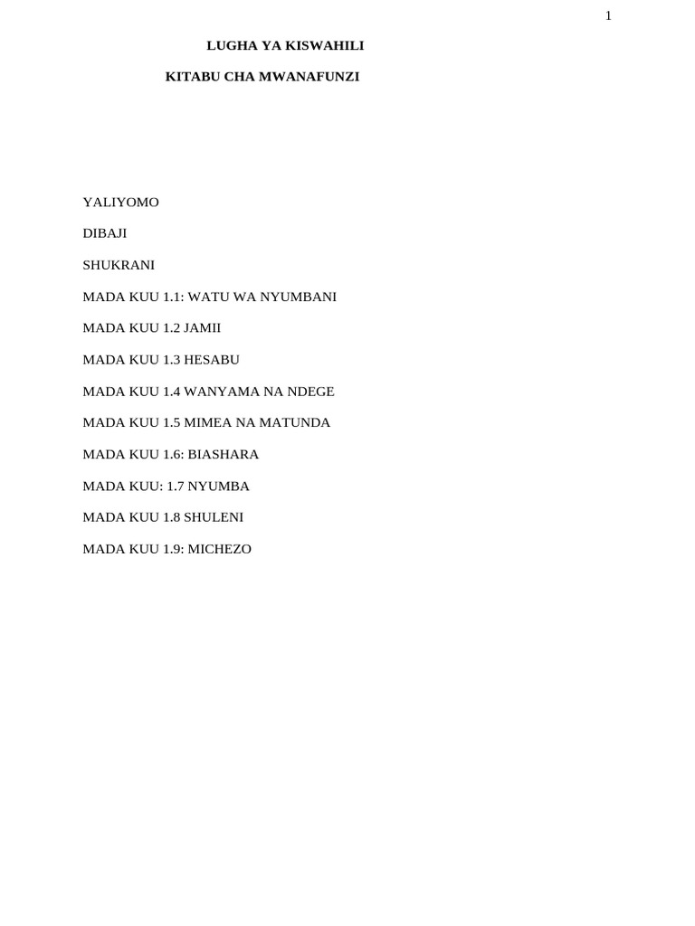 Lugha Ya Kiswahili | PDF