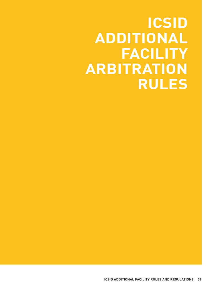 ICSID Additional Facility Arbitration Rules | PDF | Arbitral Tribunal ...