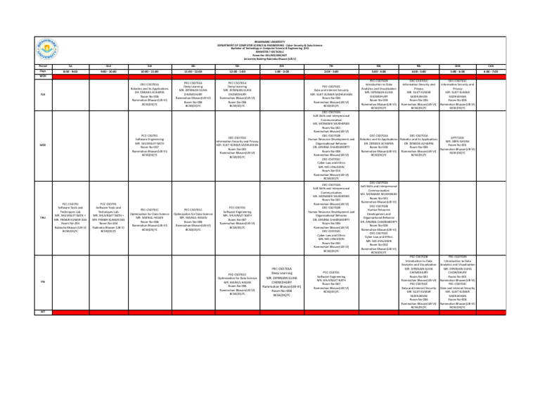BTech Computer Science Semester 7 Schedule | PDF | Computing ...