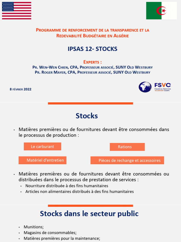 IPSAS 12 : Gestion des Stocks en Algérie | PDF | Comptabilité ...