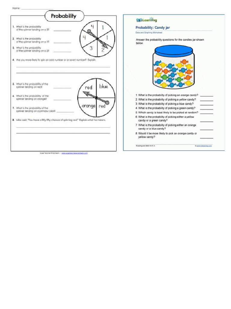 Real Probability Worksheet | PDF