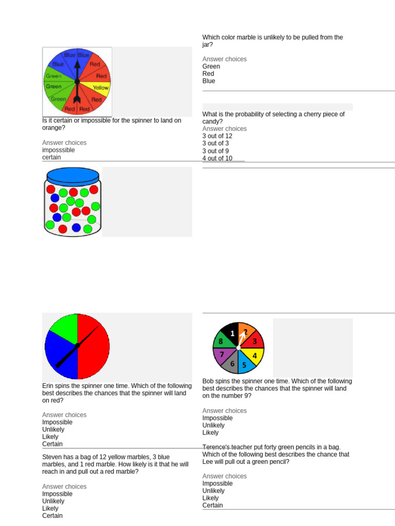 Today's Probability Worksheet | PDF