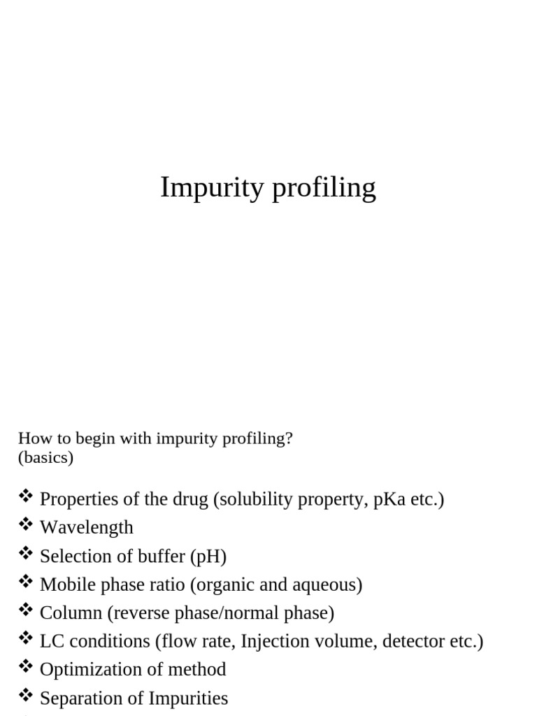 Impurity Profiling Techniques Overview | PDF
