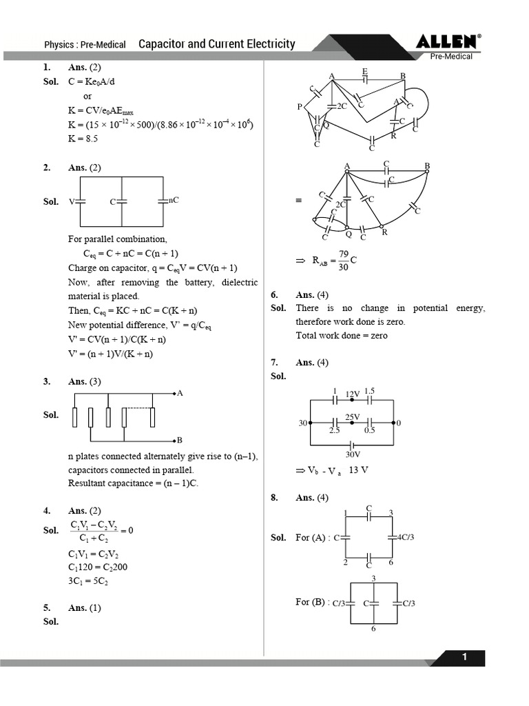 Capacitor and Current Electricity - Ak - Hs (1-28) | PDF | Capacitor ...