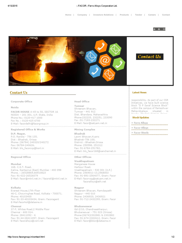 .FACOR. - Ferro Alloys Corporation LTD | PDF | Steel