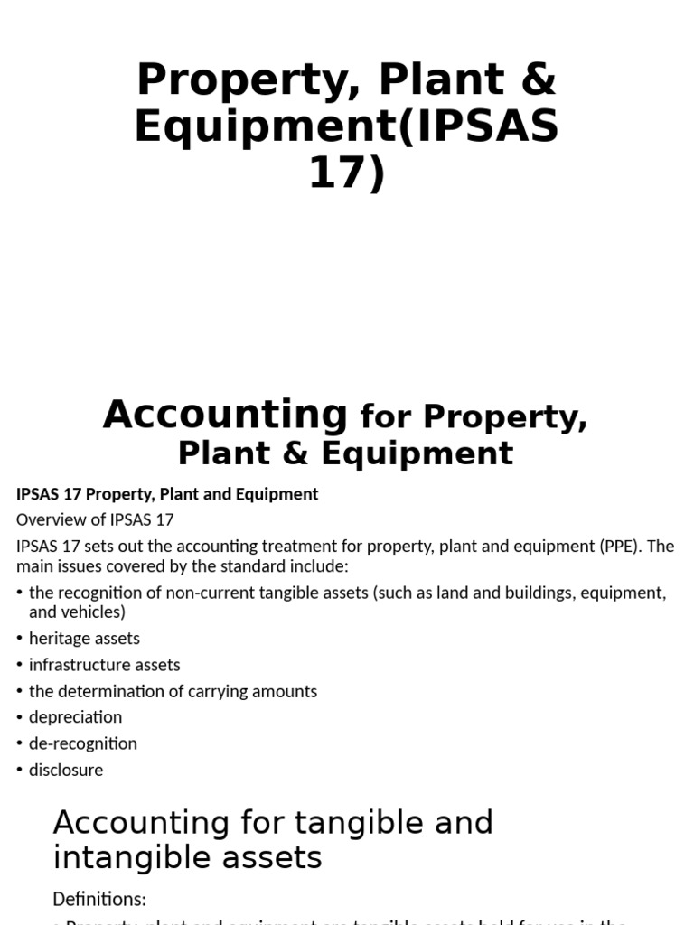 IPSAS 17: Property, Plant & Equipment Guide | PDF | Depreciation | Fair ...
