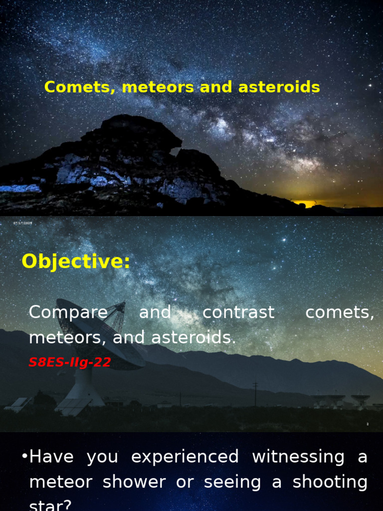 Comets, Meteors, and Asteroids Overview | PDF | Meteoroid | Comet