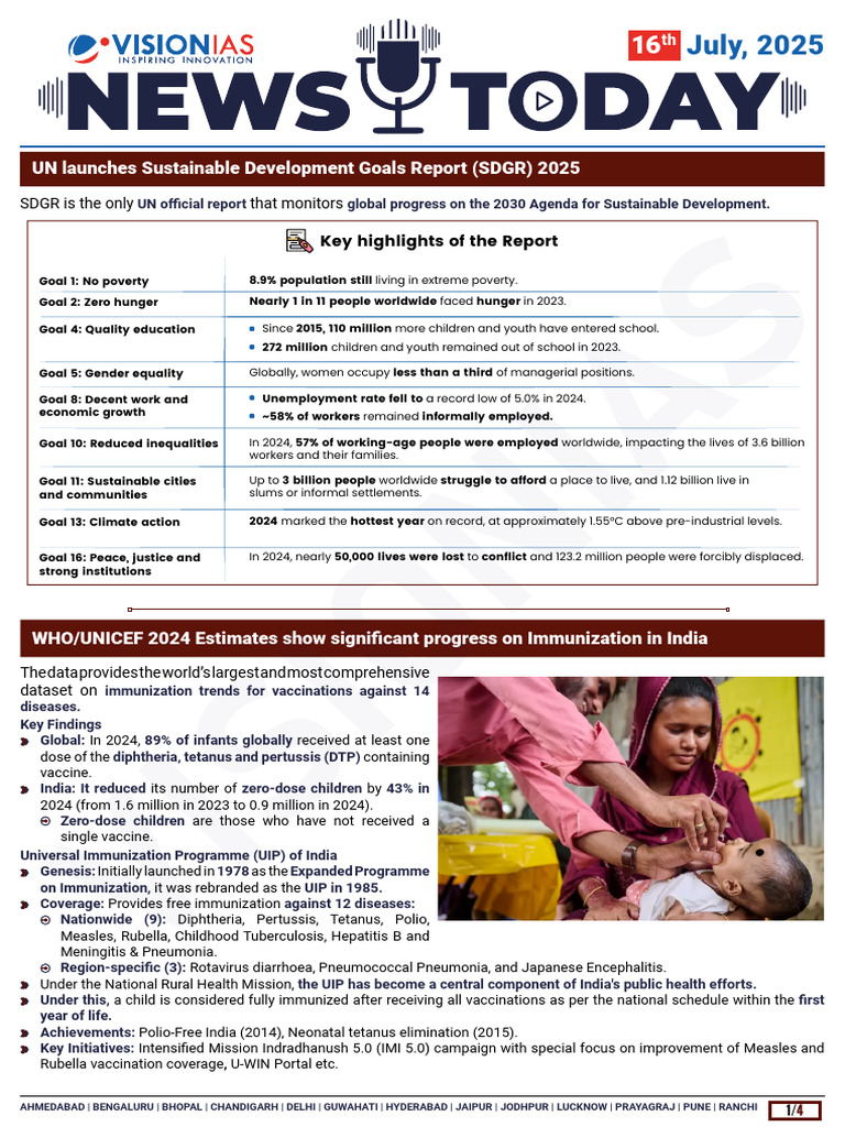 VisionIAS Daily Current Affairs 16 July 2025 | PDF