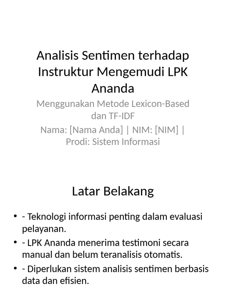 Analisis Sentimen Instruktur LPK Ananda | PDF