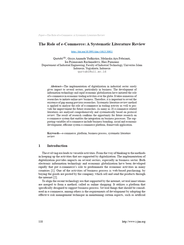 The Role of E-Commerce A Systematic Literature Rev | PDF | E Commerce ...