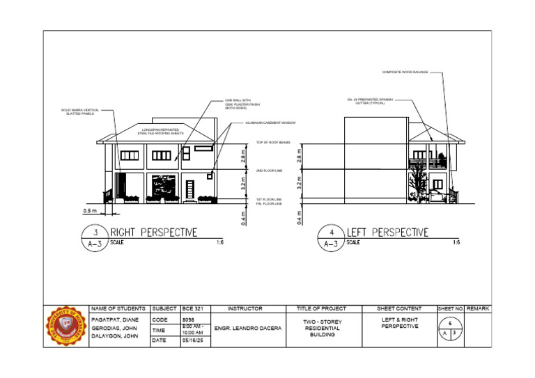 Two-Storey Residential Building Project | PDF | Building Engineering ...
