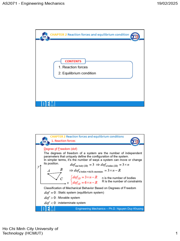 Reaction Forces in Engineering Mechanics | PDF | Force | Chemical ...