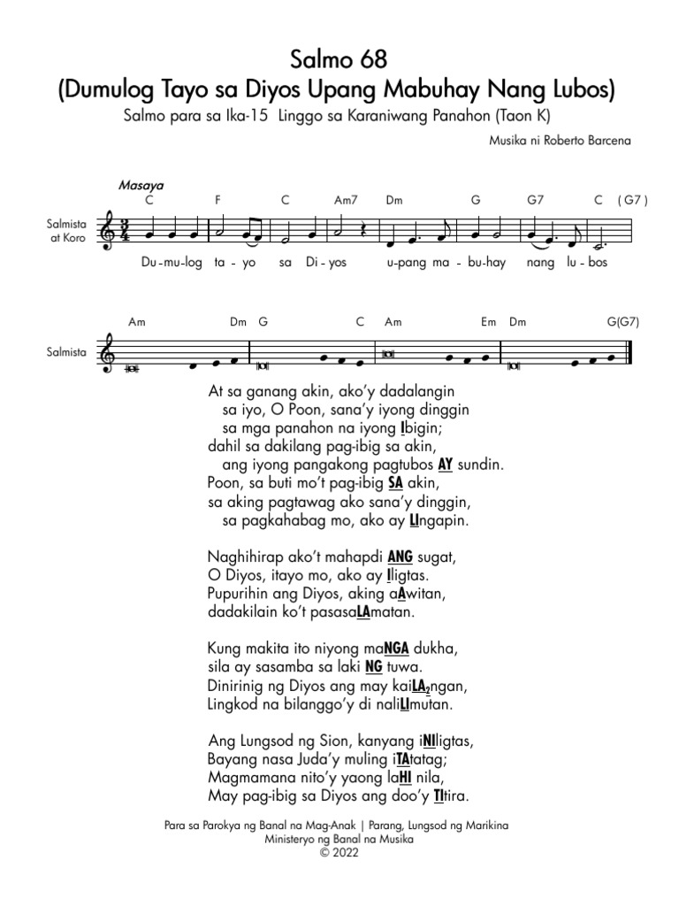 K - OT15 - Salmo 68 (Dumulog Tayo Sa Diyos) | PDF