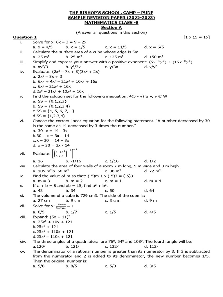 18022023115608CL8 Mathematics R OswalSQP | PDF | Mathematical Objects ...