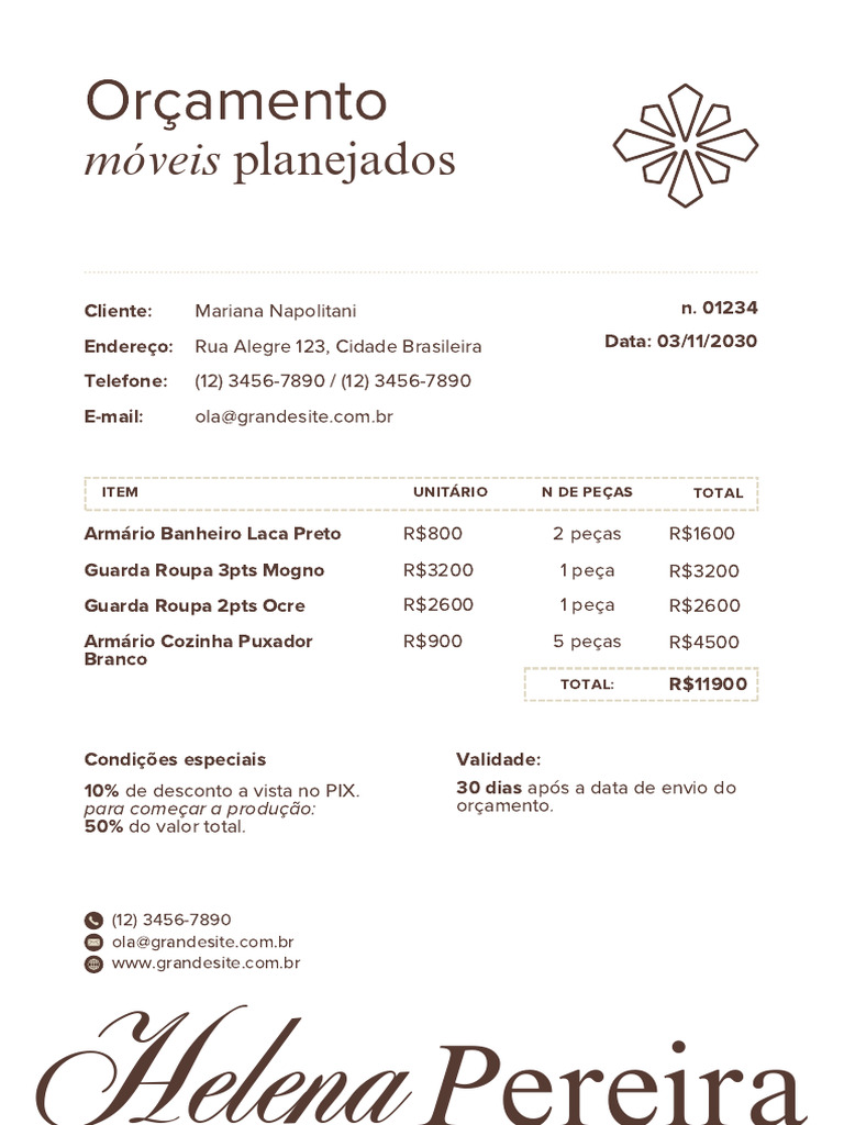 Documento A4 Modelo de Orçamento Moderno Dourado | PDF