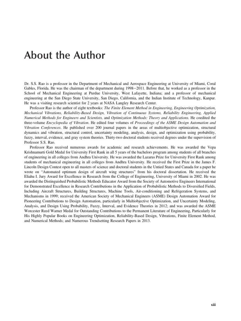 Dr. S.S. Rao: Engineering Expert & Author | PDF | Engineering ...