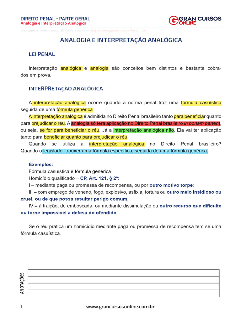 Interpretação Analógica no Direito Penal | PDF | Analogia | Direito Penal