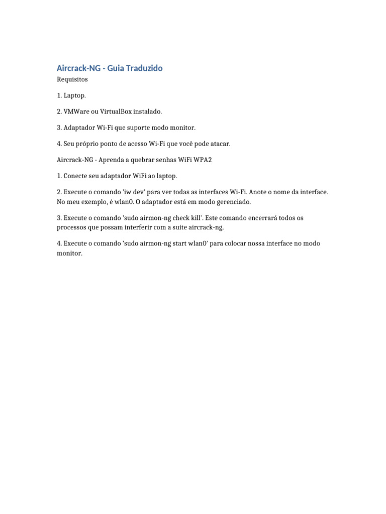 Guia Prático do Aircrack-NG | PDF
