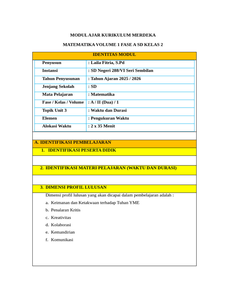 Modul Ajar Matematika SD Kelas 2 | PDF