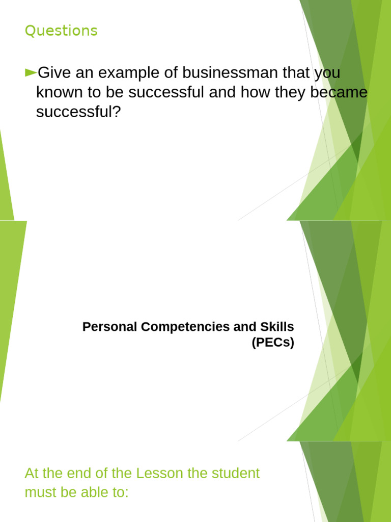 LESSON 1 - Personal Competencies and Skills (PECs) | PDF ...