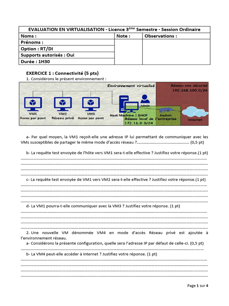 Évaluation de Virtualisation en Licence 3 | PDF | Machine virtuelle ...