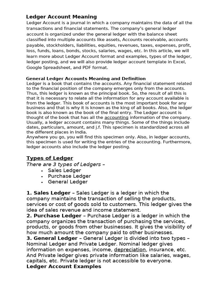 Ledger Account Meaning | PDF | Debits And Credits | Expense