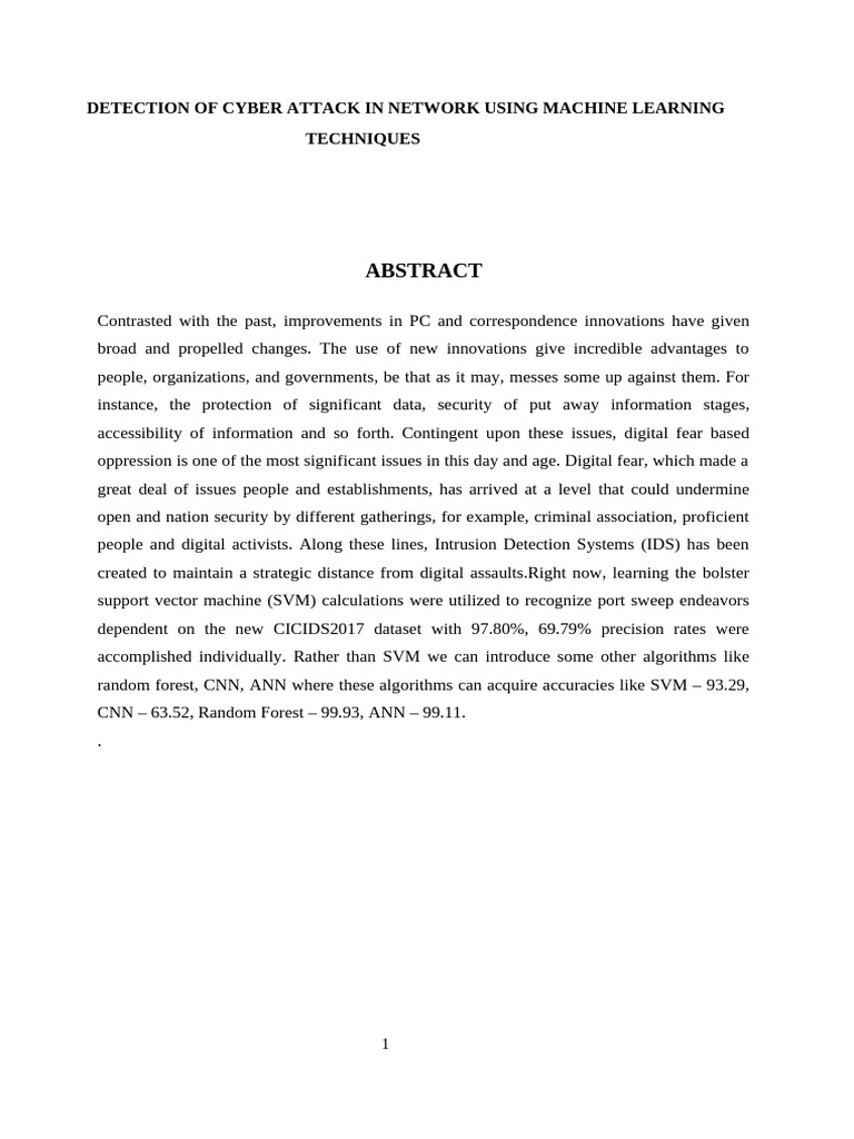 Detection of Cyber Attack in Network Using Machine Learning Techniques ...