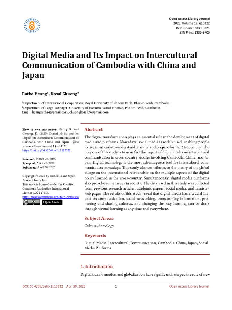 Digital Media's Role in Cambodia-China-Japan Communication | PDF ...