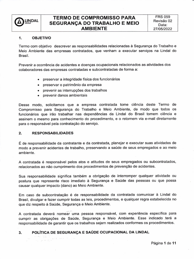 Compromisso com Segurança e Meio Ambiente | PDF