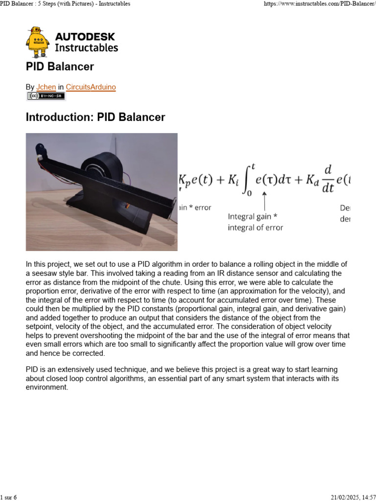 PID Balancer Project with Arduino | PDF | Mechanical Engineering ...