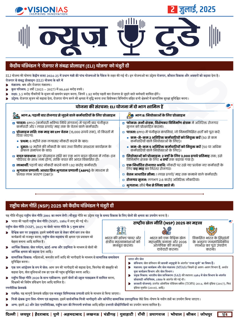 VisionIAS Daily Current Affairs 2 July 2025 | PDF