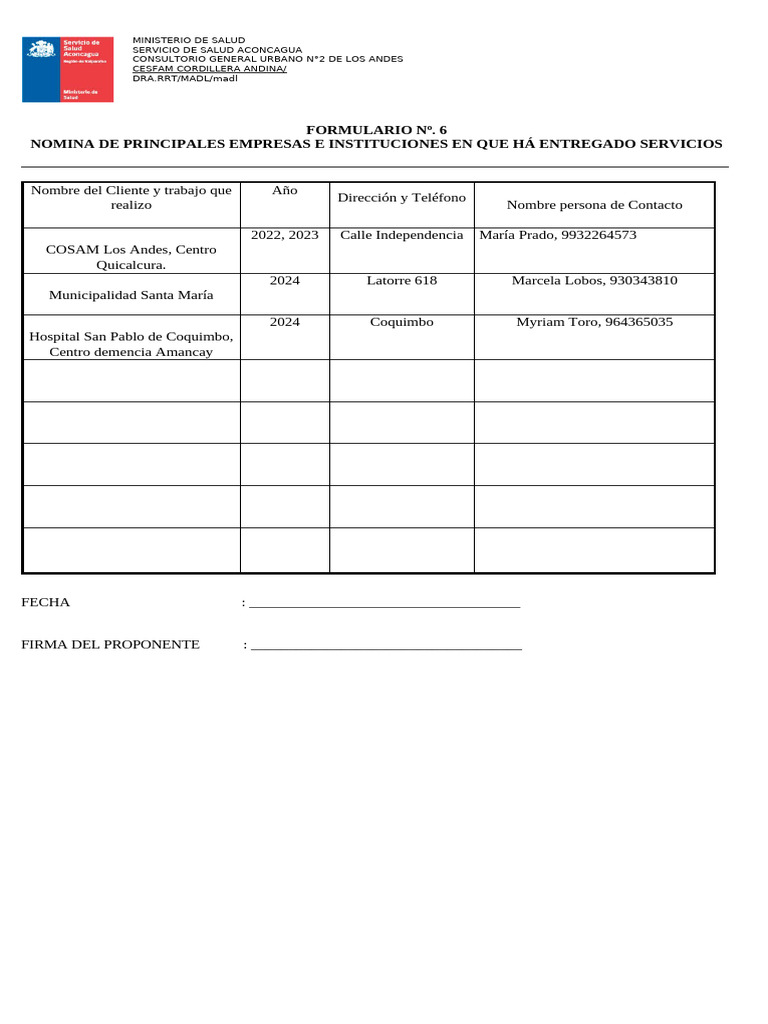 Formulario - Tecnico 6 | PDF